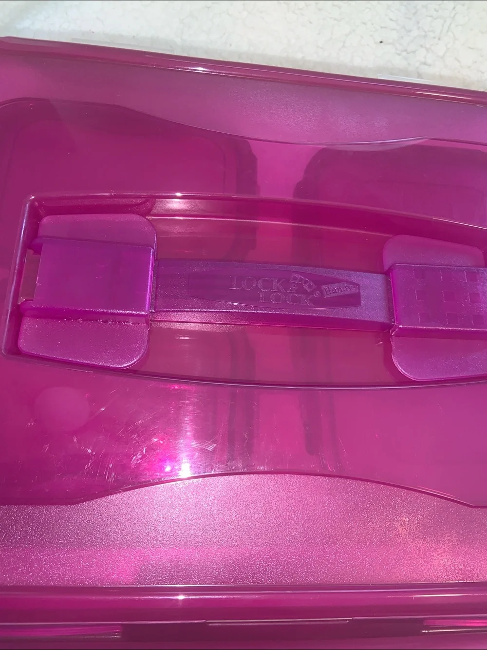Stackable Pink Plastic Storage Box with Carry Handle 8pc with lids